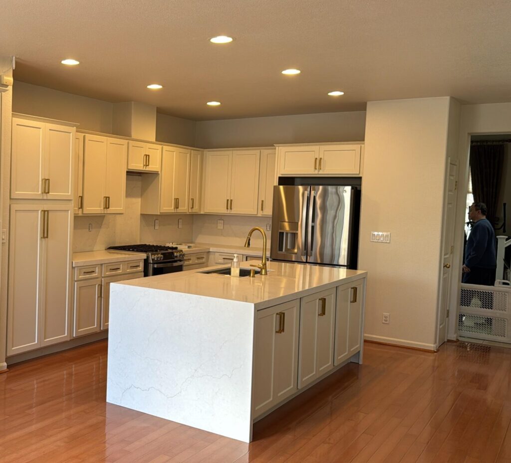 Kitchen cabinet refacing before and after by Adval Construction